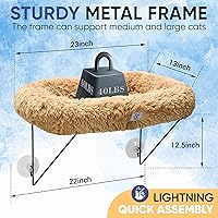 Vista 3 de Cat Window Perch – Plush Cat Window Hammock with Cat Toy, Sturdy Metal Frame & Extra-Strong Suction Holds up to 40 lbs for Medium to Large Cats