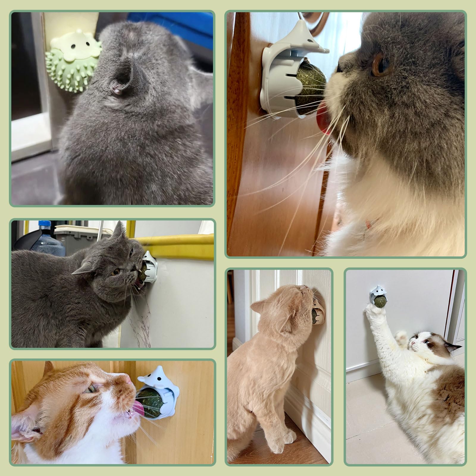Pallina Erba Gatta Giochi per Gatti Catnip Ball Girevole Adesiva Naturali Palline Erba Gatta Ruotabile a 360° per Gatti da Leccare con Auto Massaggio Spazzola Gatti (3 Pcs)