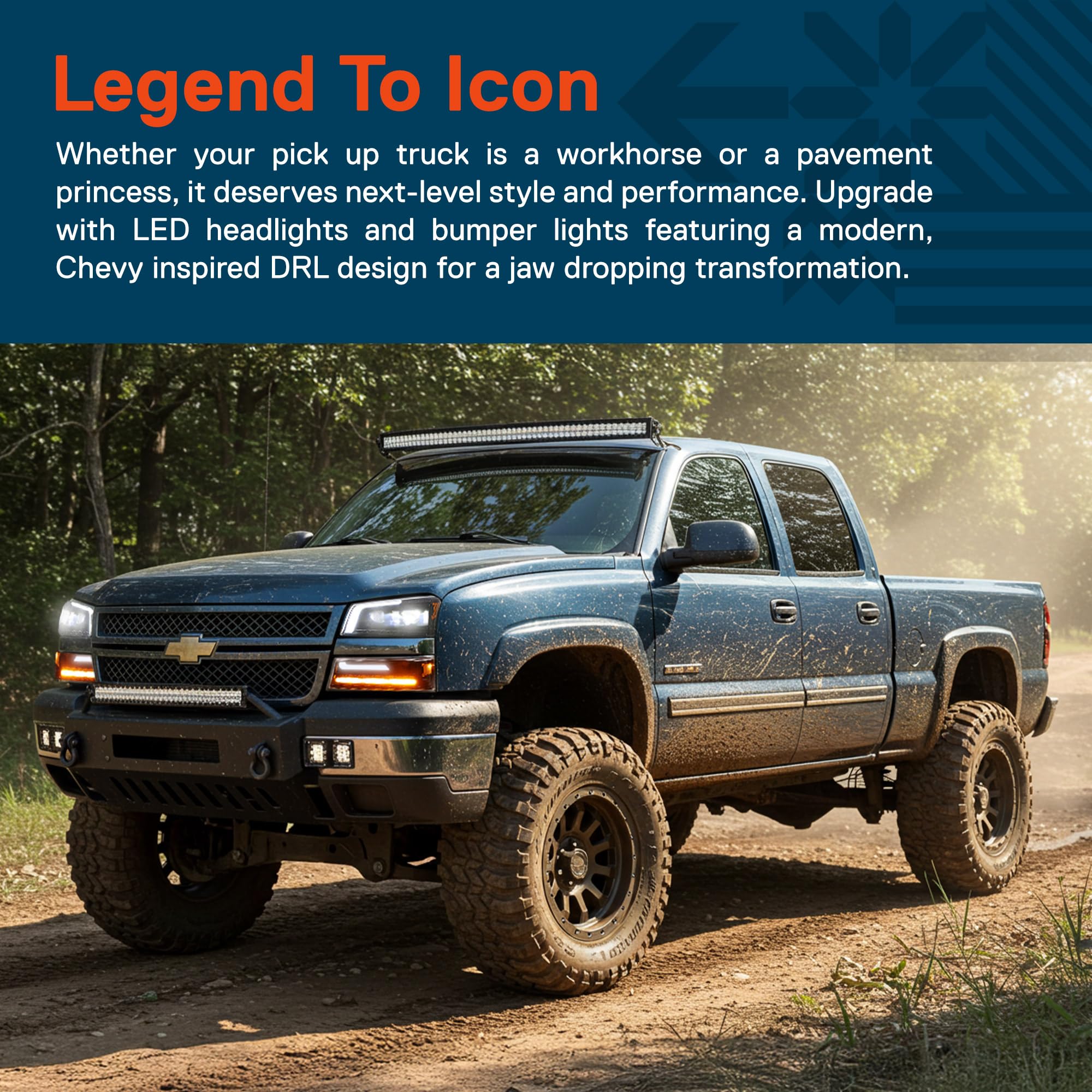 TRUE MODS LED Headlight Assembly Replacement For Chevrolet 2003-2006 Chevy Silverado Cateye 1500 2500 3500 HD 03-06 Avalanche 1500 2500HD [DOT] DRL & Amber Sequential Turn Signal Projector Headlamp