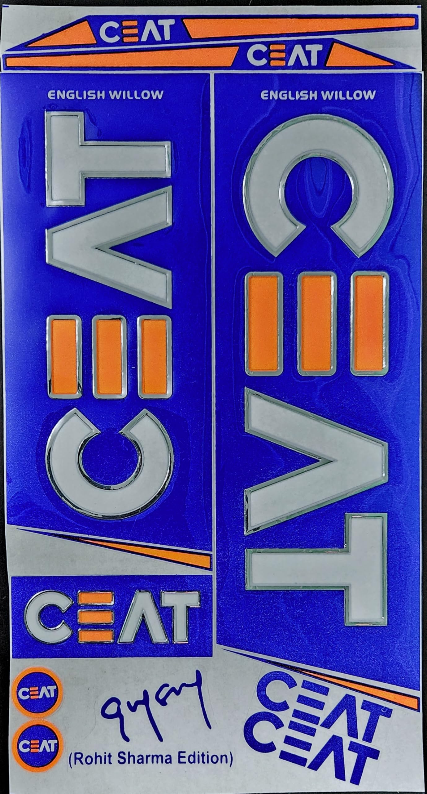 AYN Autocollant 3D en fibre de saule anglais en relief pour batte de cricket, accessoires de sport, CEAT Rohit Sharma