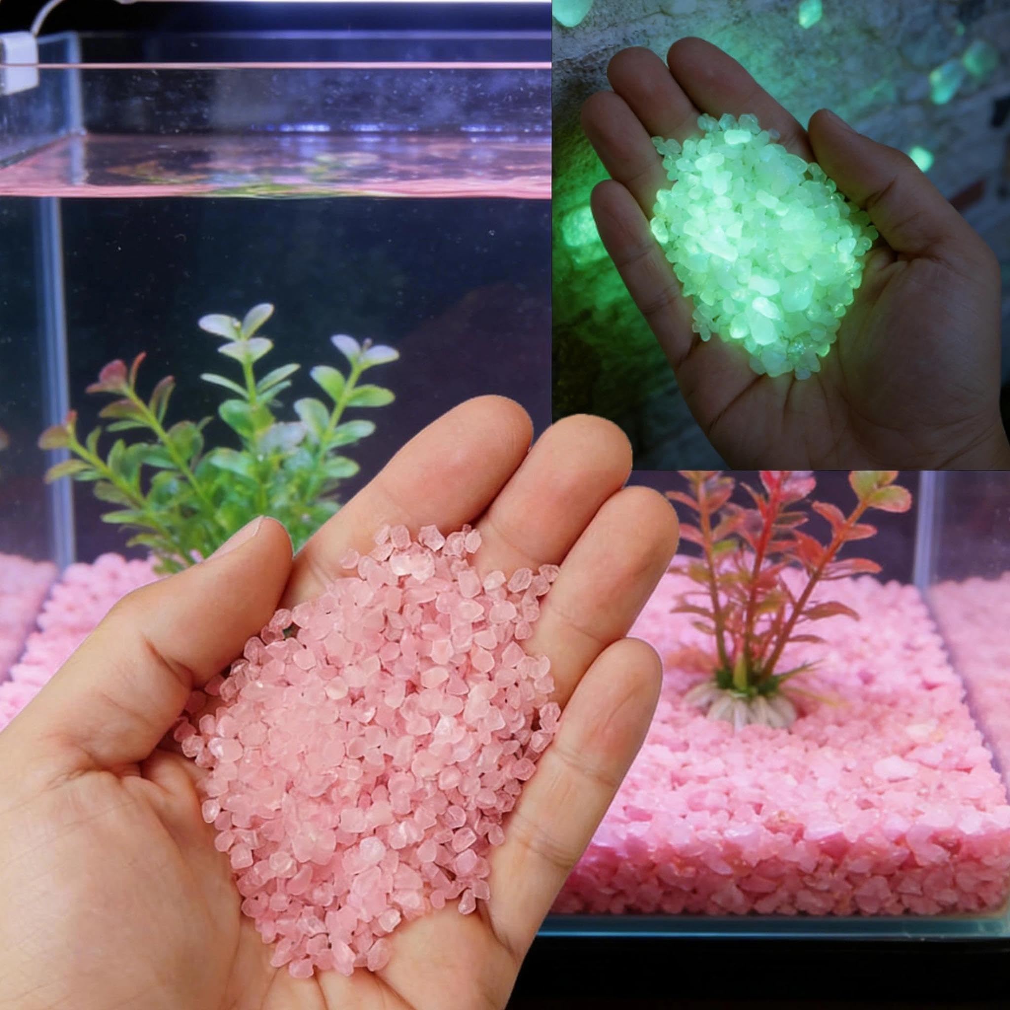 50 g de arena que brilla en la oscuridad para grava de acuario, piedras luminosas de resina de 3 a 5 mm, piedras brillantes para terrario, micropaisajes, decoración de jardín suculenta (blanco) — view 2