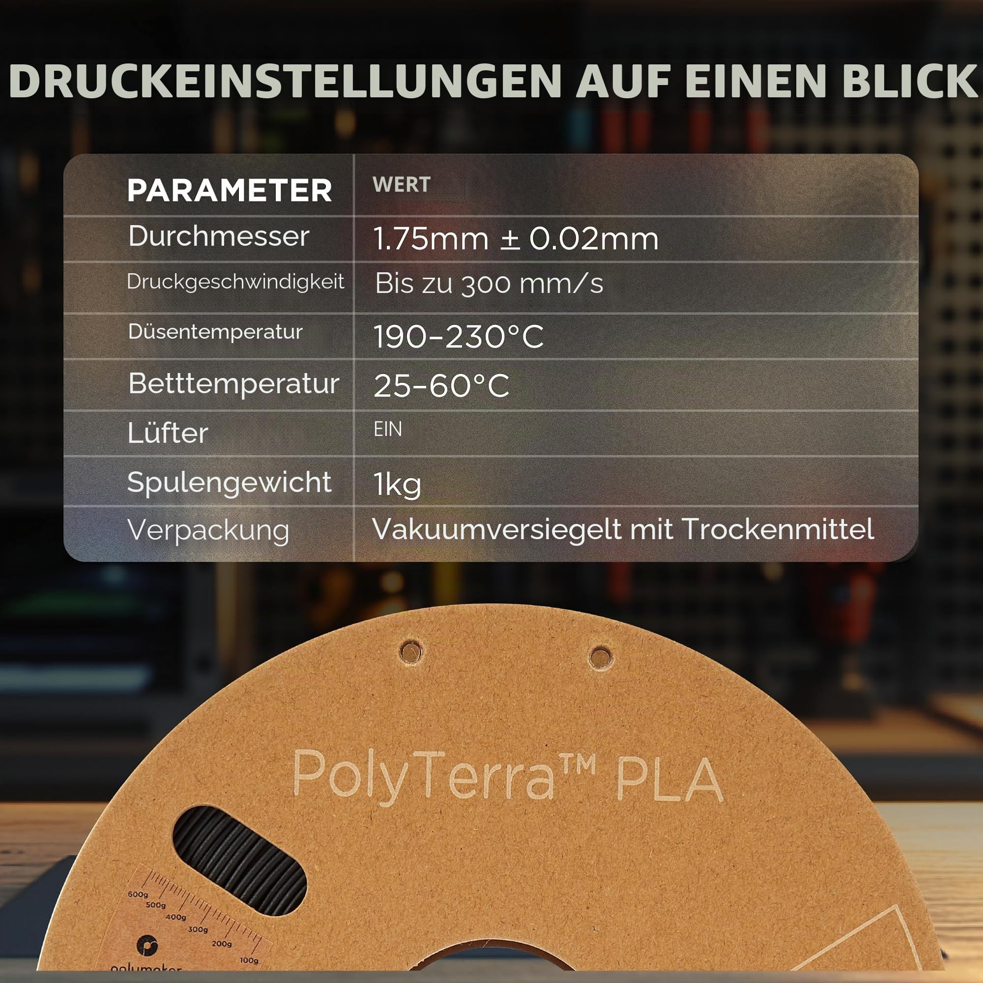 Polymaker PolyTerra PLA Charcoal Black - 1.75mm - 1kg