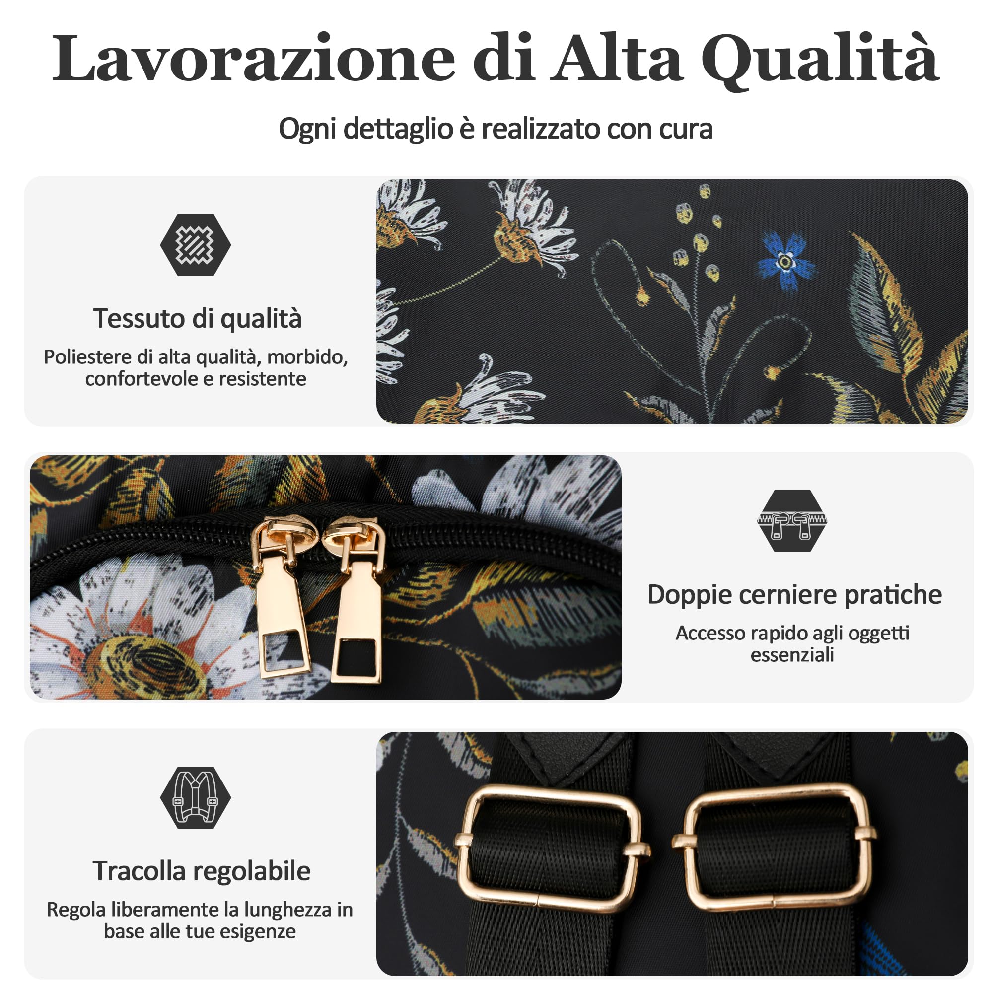 Moda Zaino Donna Borsa a tracolla Leggero Viaggio Turismo Scuola Grande Capacità Borsa a Tracolla Borsa Scuola