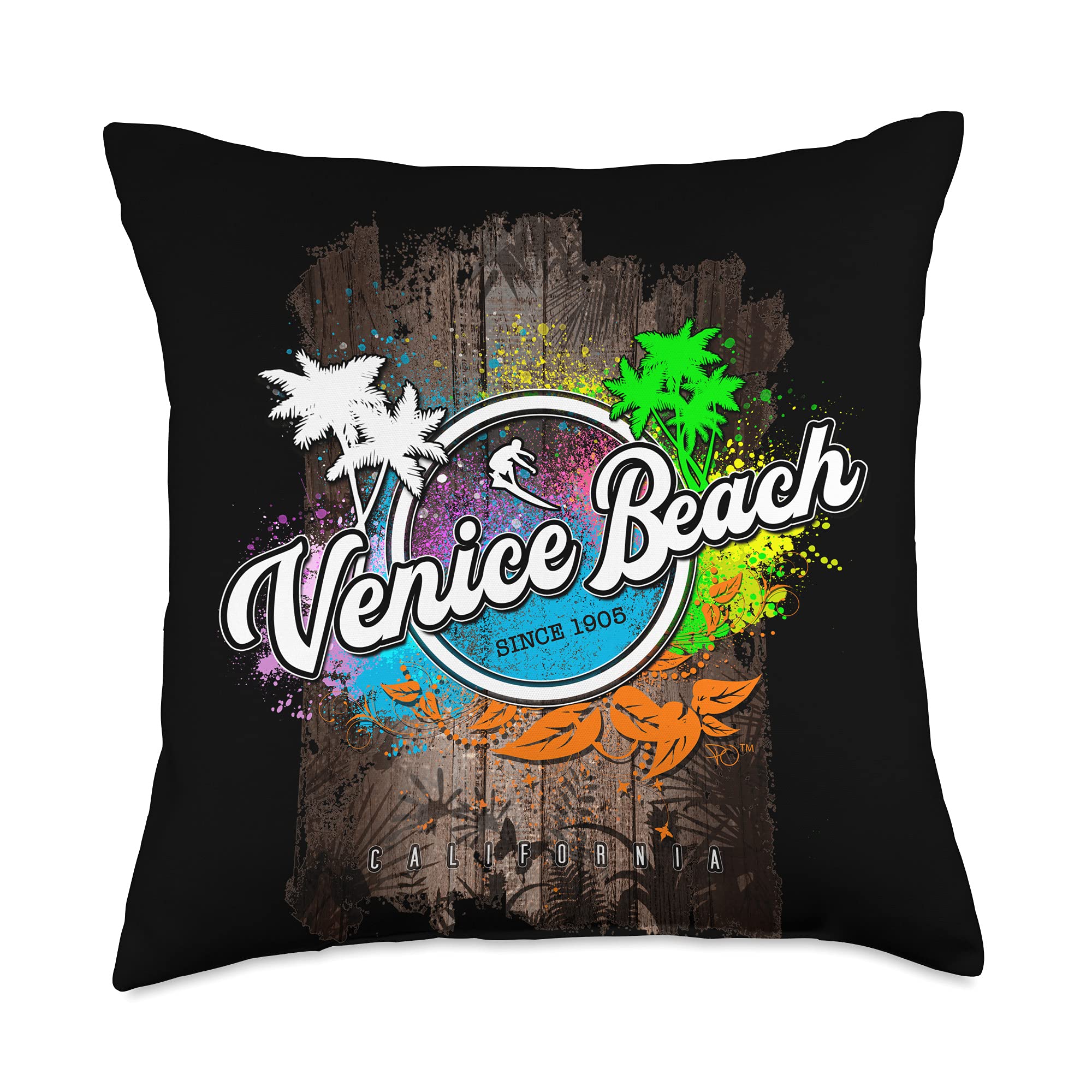 Epic CA Retro California Surf Vintage Cali Venice Beach Throw Pillow