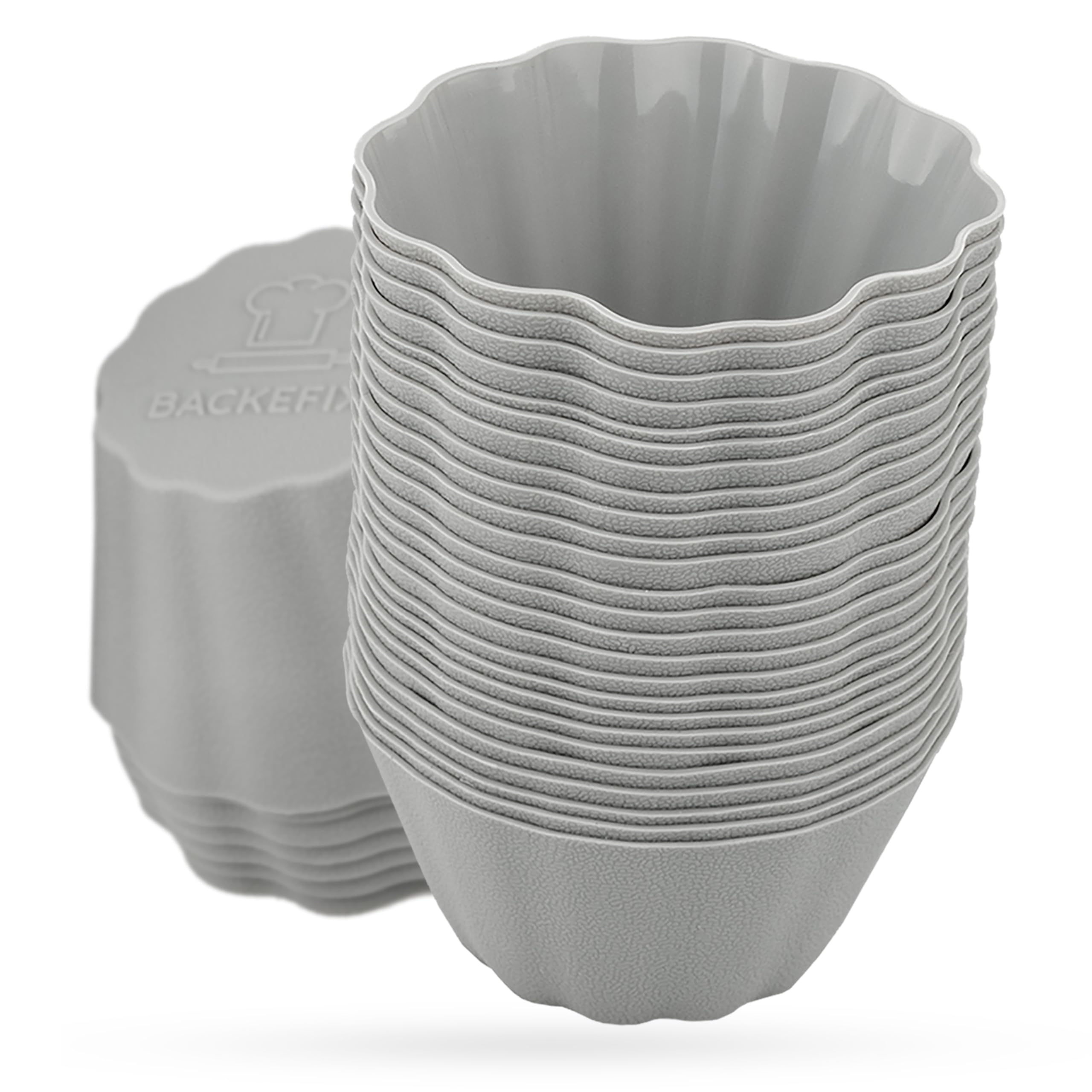 Backefix Silicone Muffin Cups 24 pcs, 7.5×4 cm, 100 ml Each, Reusable Cupcake Liners, sturdier Than Paper Liners