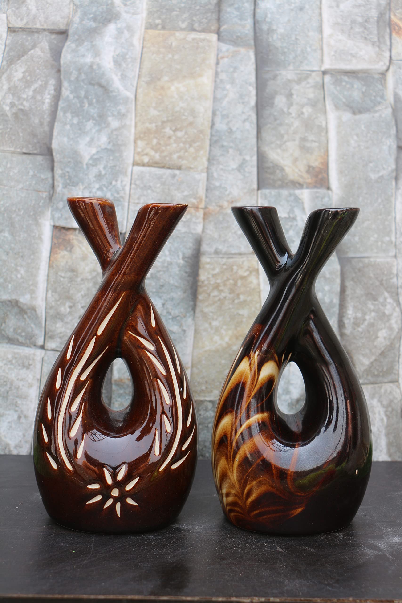Buy Yogma Solution Ceramic Two Sides Open Flower Vase | Pot for