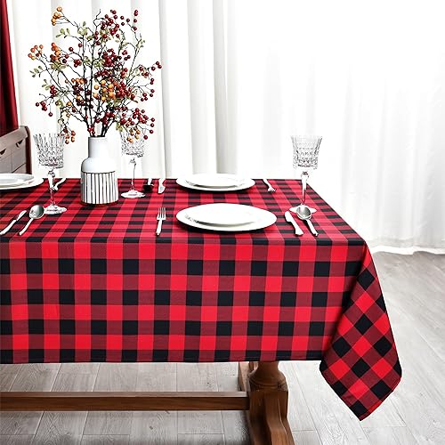 Miniatura 9 de Essifunia Vichy - Mantel a cuadros impermeable  Mantel oblongo, de 52 x 70 pulgadas, mantel clásico de tartán de búfalo para uso en interiores y