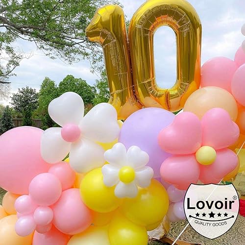 Miniatura 4 de Lovoir Globo dorado de 40 pulgadas, 10 dígitos gigantes, de papel de aluminio de Mylar para helio de 10 cumpleaños, decoración de celebración,