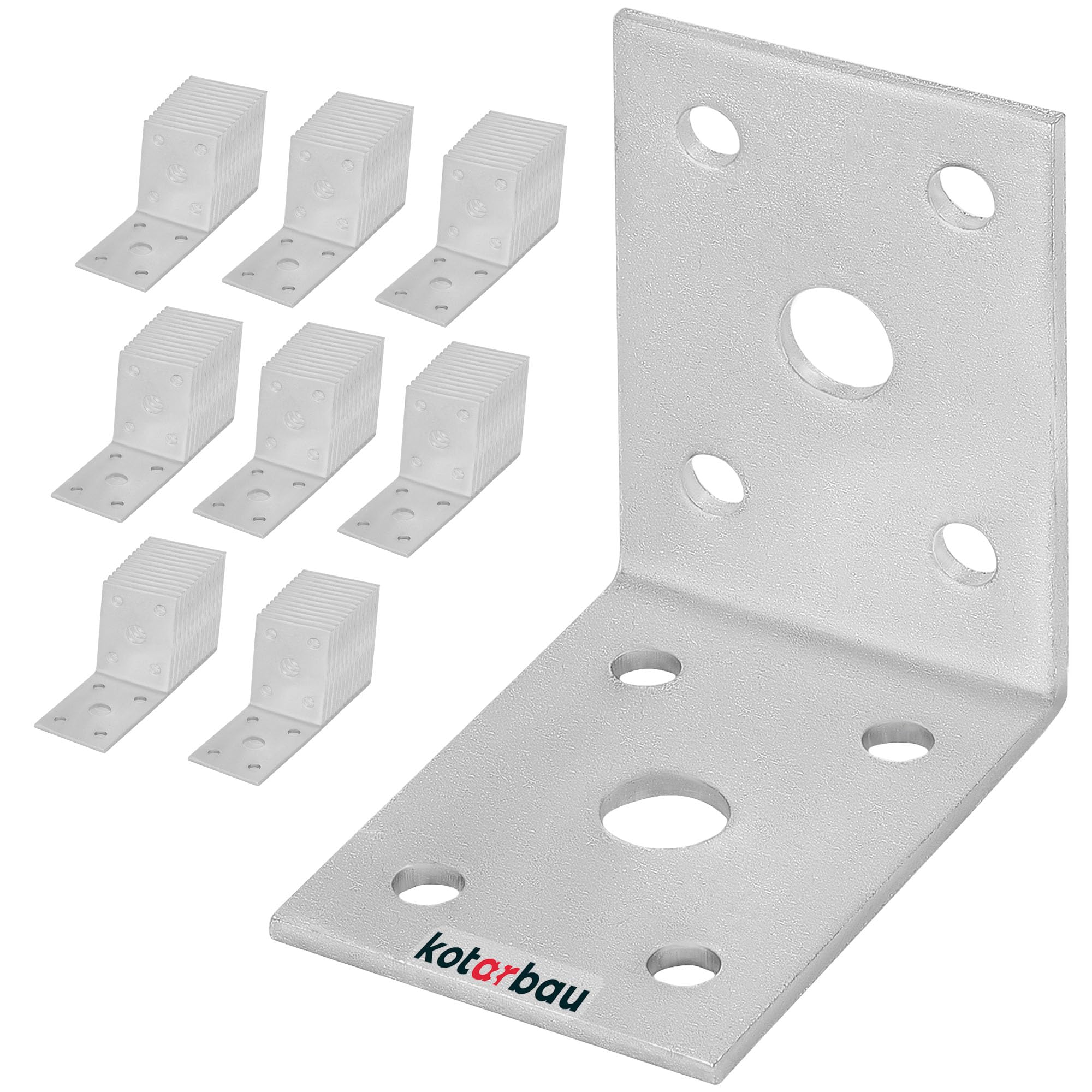 KOTARBAU® 100 Soportes de esquina en forma de L, 50x50x35 mm, Acero galvanizado, Conector de ángulo recto de unión de 90 grados, con agujeros de montaje, escuadras metálicas para muebles, 100 UNIDADES