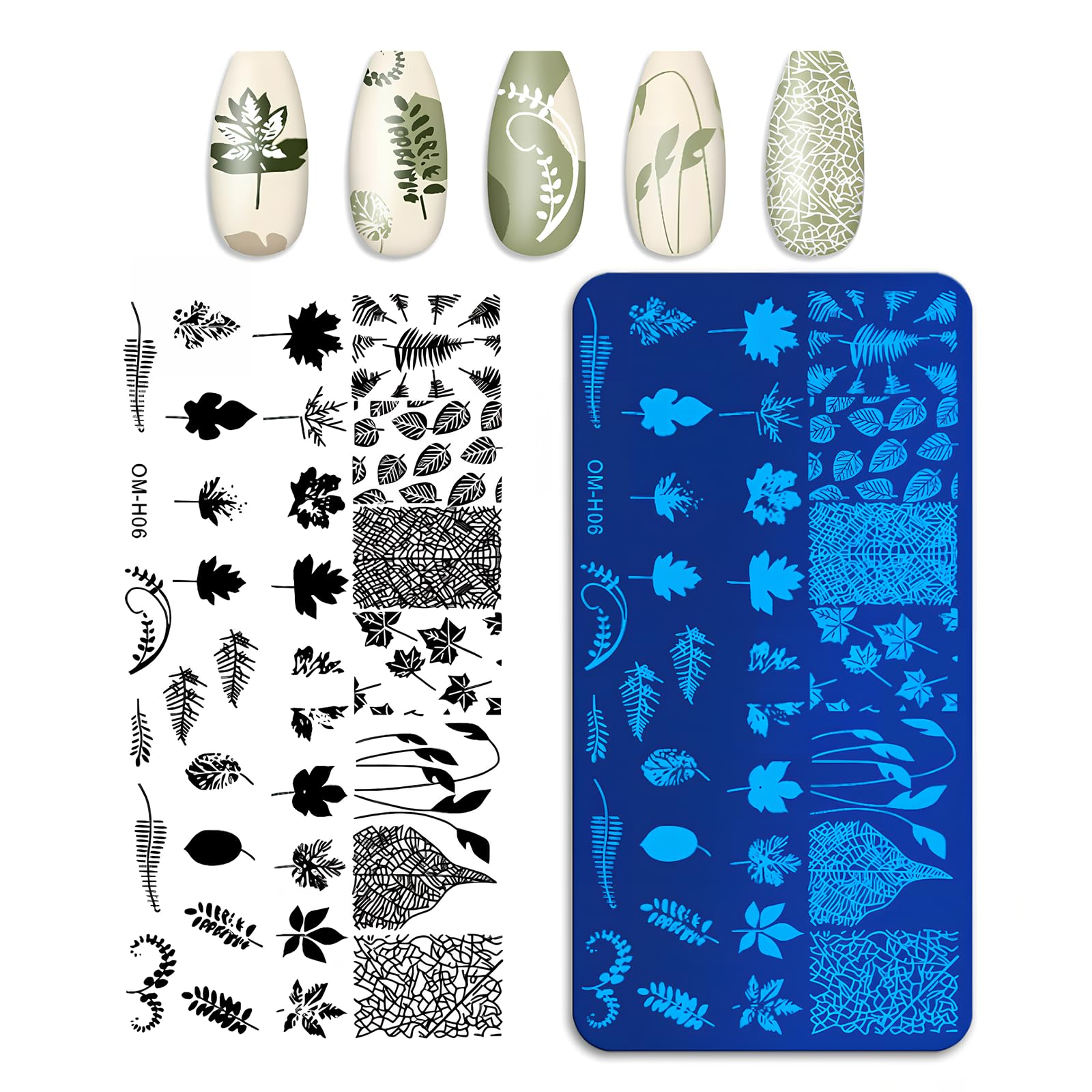 Kit de Estampación para Uñas 7 Piezas Nail Art Stamping Plates Estampador y Raspador