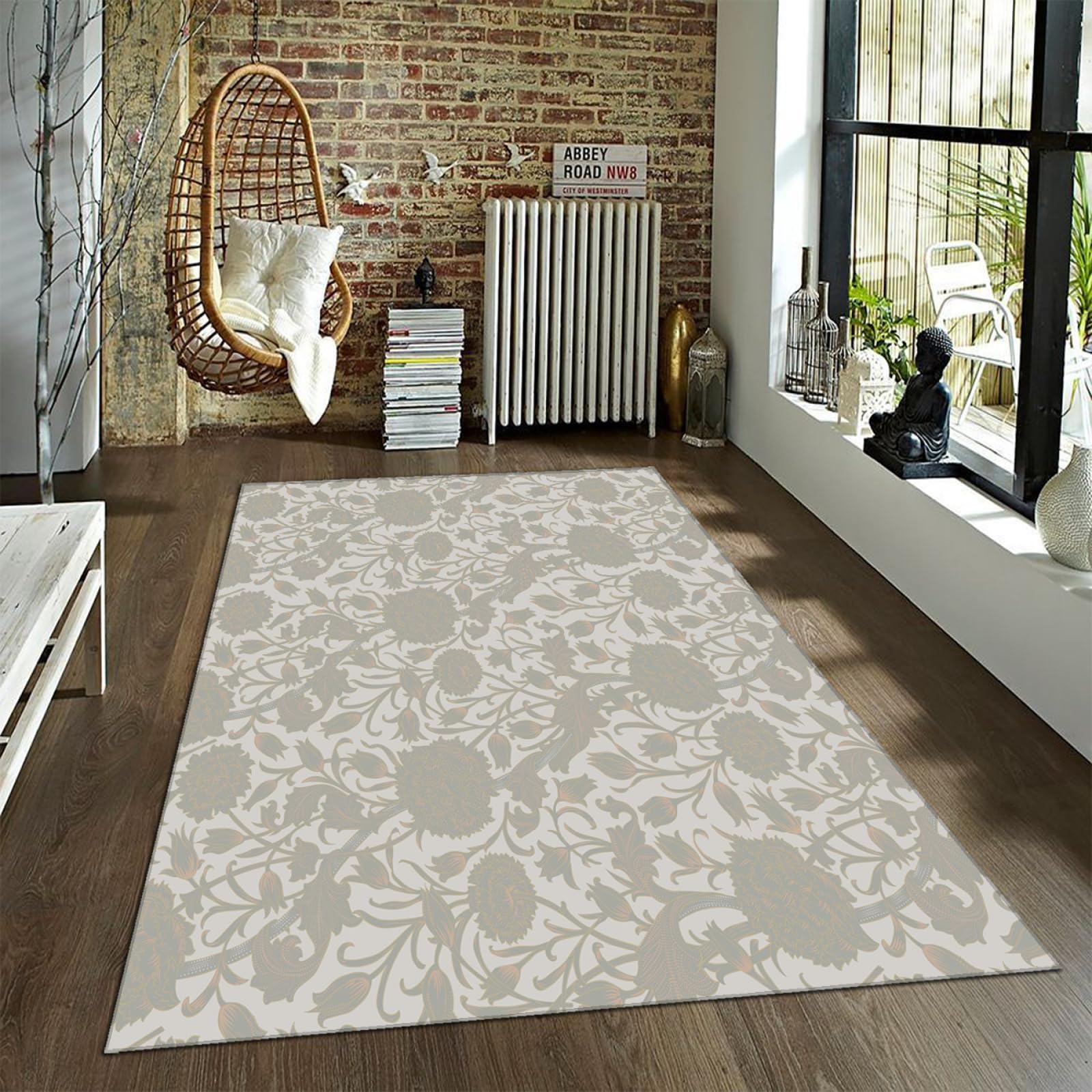 Tapis doux en peluche style Morris boho pliable pour salon et intérieur 180x300cm