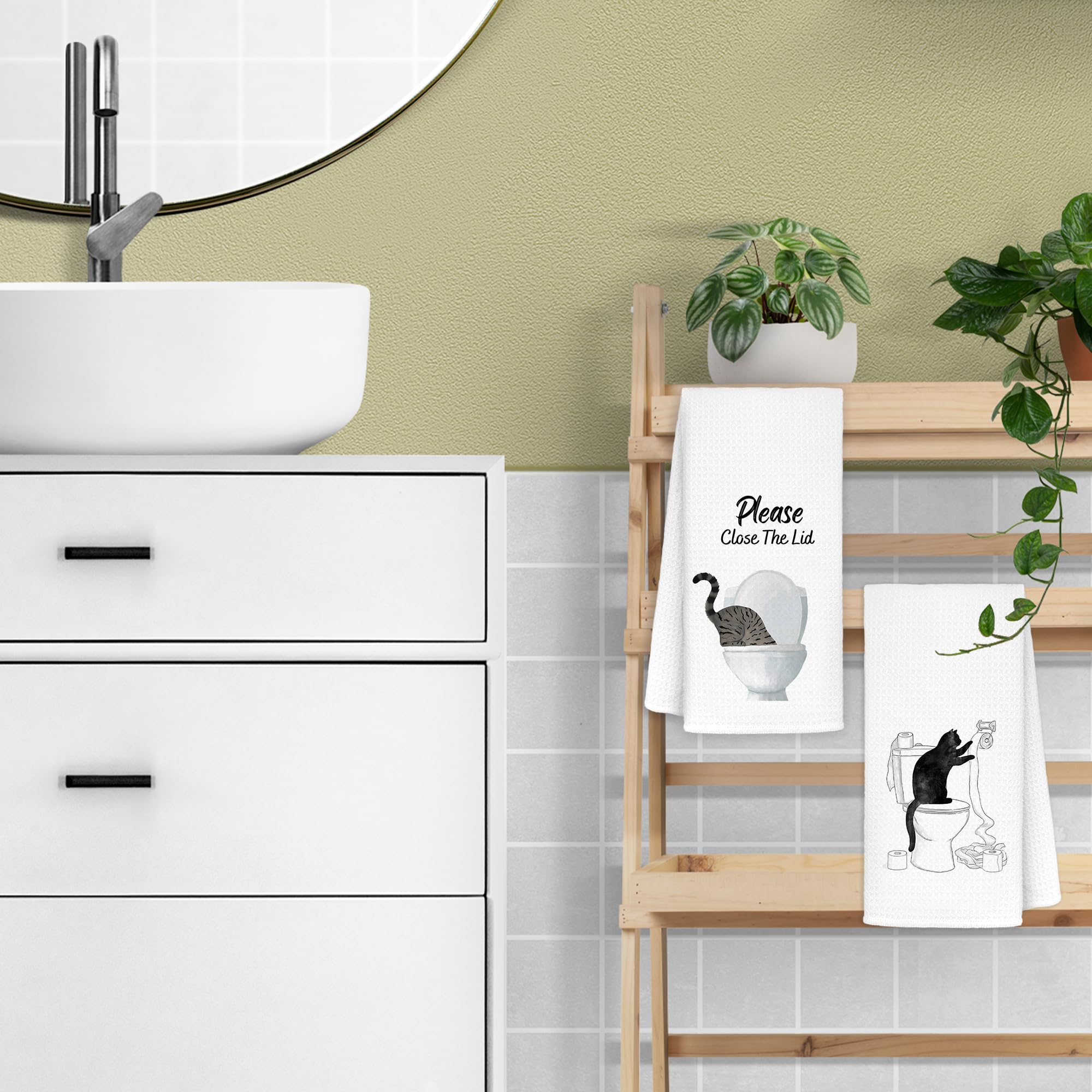 Jvpke Divertida toalla de mano de gato para baño, decoración de gato negro, regalos para amantes de los gatos, toallas de gato para amantes de los gatos, decoración de baño de gatos, regalos de gato