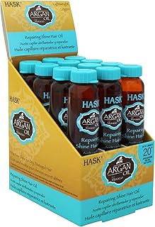 HASK ARGAN OIL Hair Oil Vials for shine and frizz control Repairing for all hair types, color safe, gluten-free, sulfate-free, paraben-free, cruelty-free -12 Hair Oil Vials