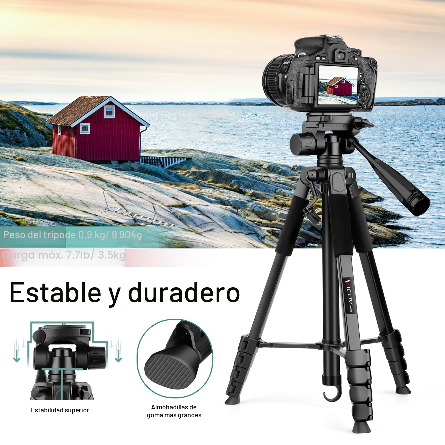 Victiv 174cm Tripode Camara, Tripode para Movil con Soporte Teléfono & Control Remoto, Tripod Camara Reflex para Sony Nikon Canon, Ligero Trípode Móvil para iPhone 17/16/15/14/13/12Pro MAX