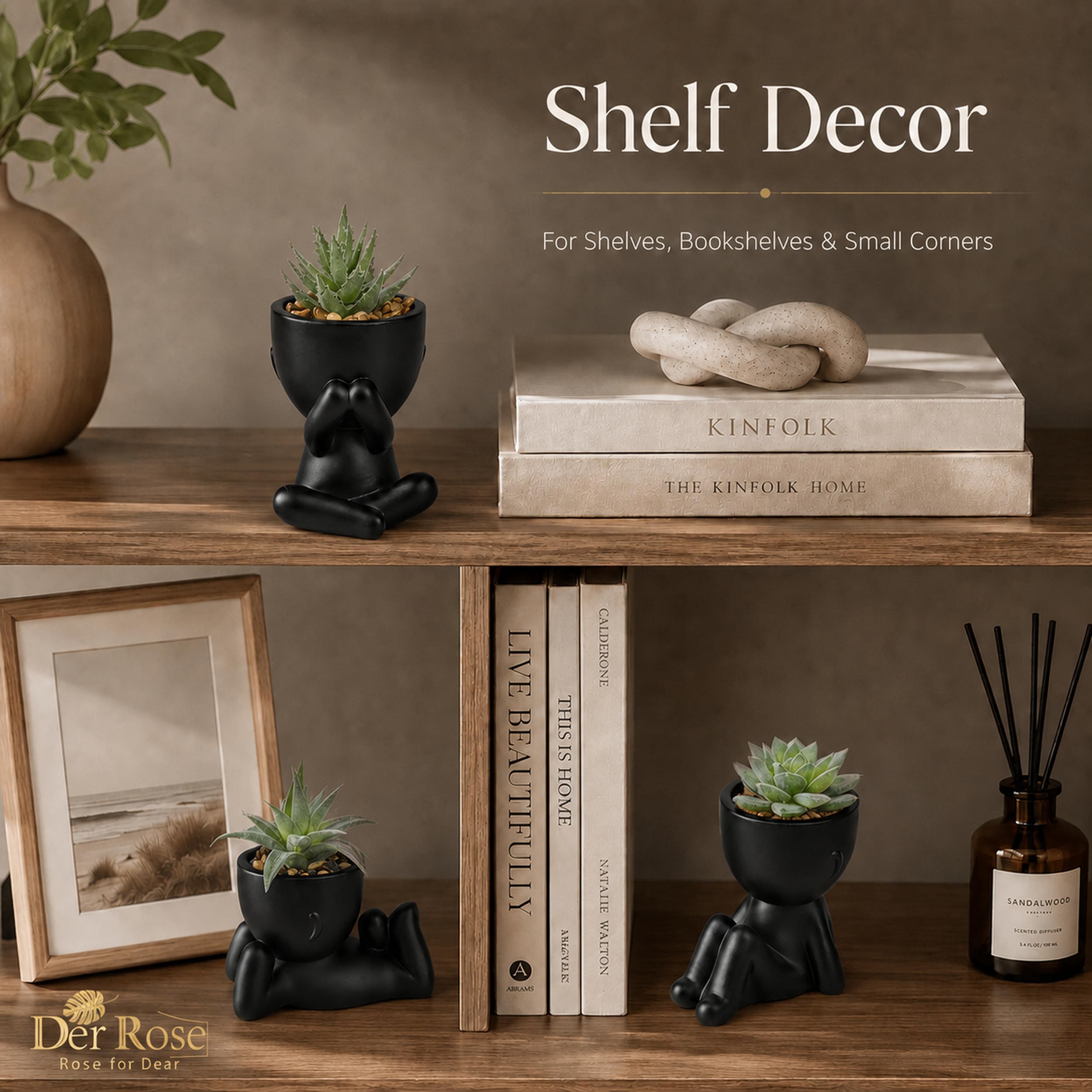 Der Rose Fake Plants - Black Succulents -5