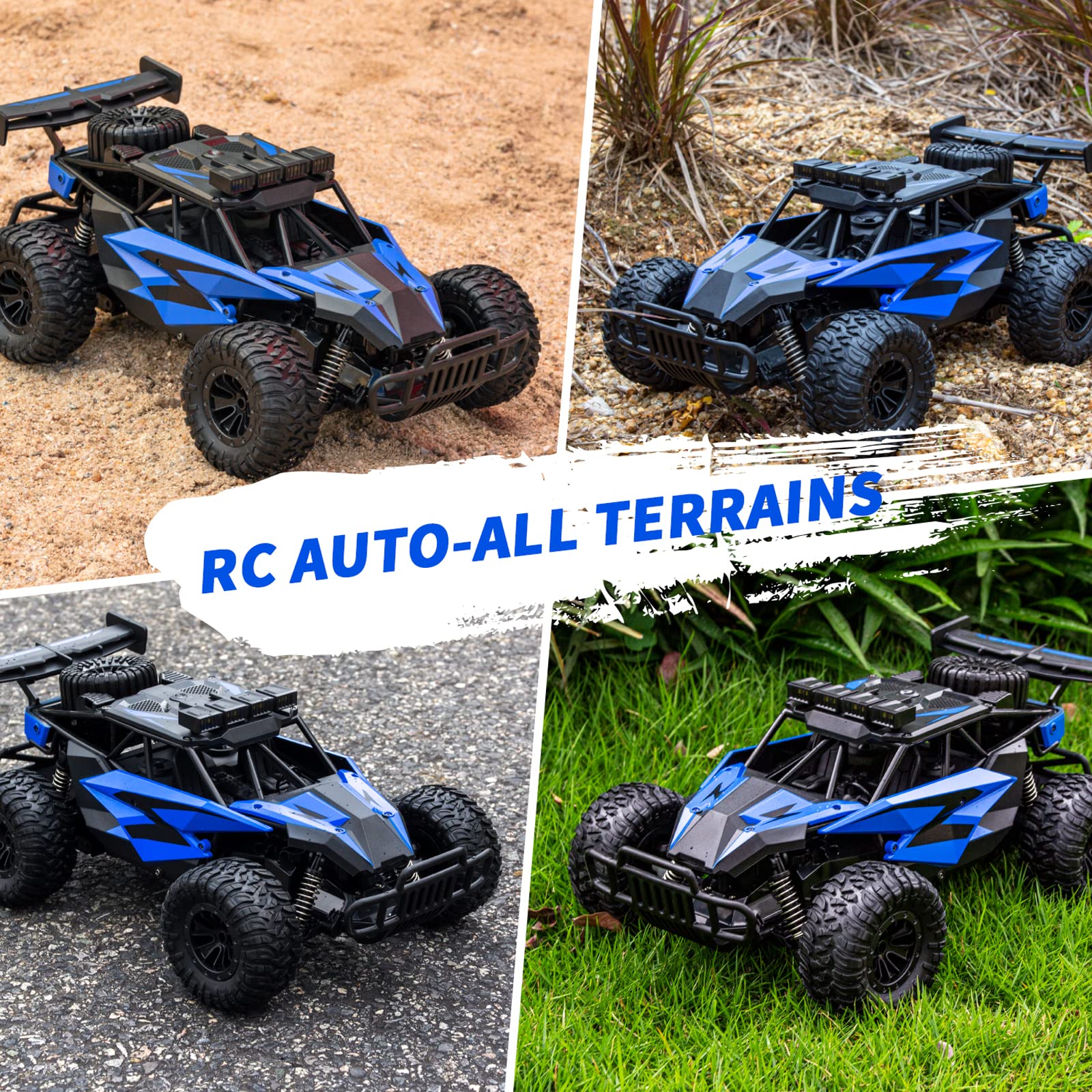 ACAMMZAR AT2 Coche Teledirigido, 1/16 2WD RC Coche con 20+Km/h, 2.4GHz Crawler Camiones de Control Remoto Juguete con 2 Baterías 50min Tiempo de Juego, Regalo para Niños y Adultos