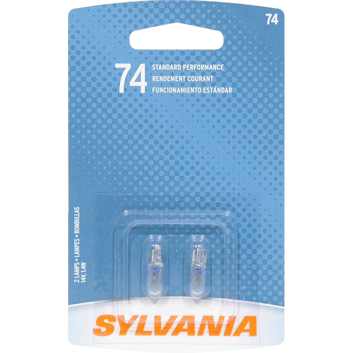SYLVANIA 74 Miniature Bulb - 2 Pack, Model 74.BP2, Ideal for Household Use