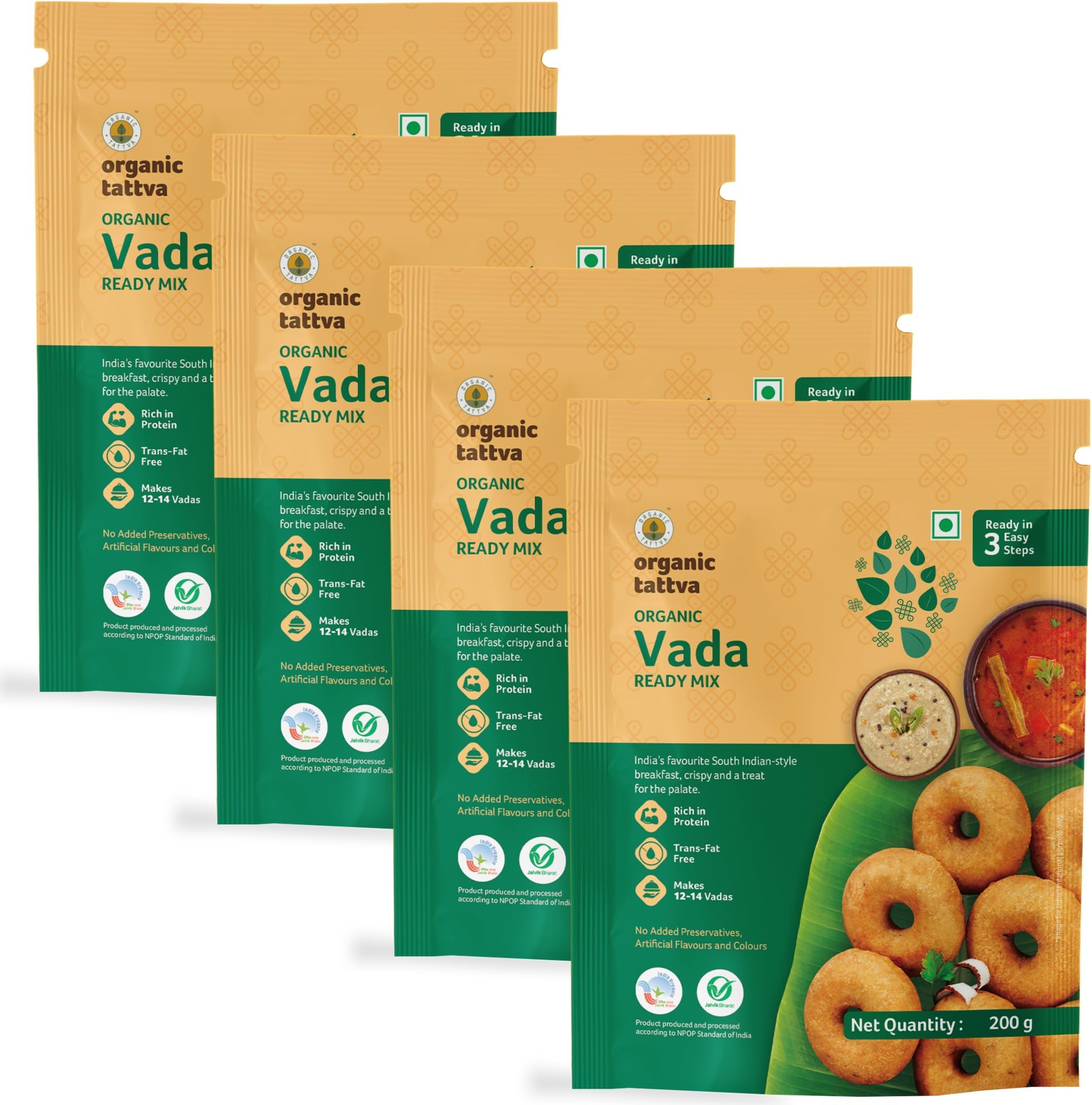 Vada Instant Ready Mix 800gm, Ready in 4 Steps (200g x 4)