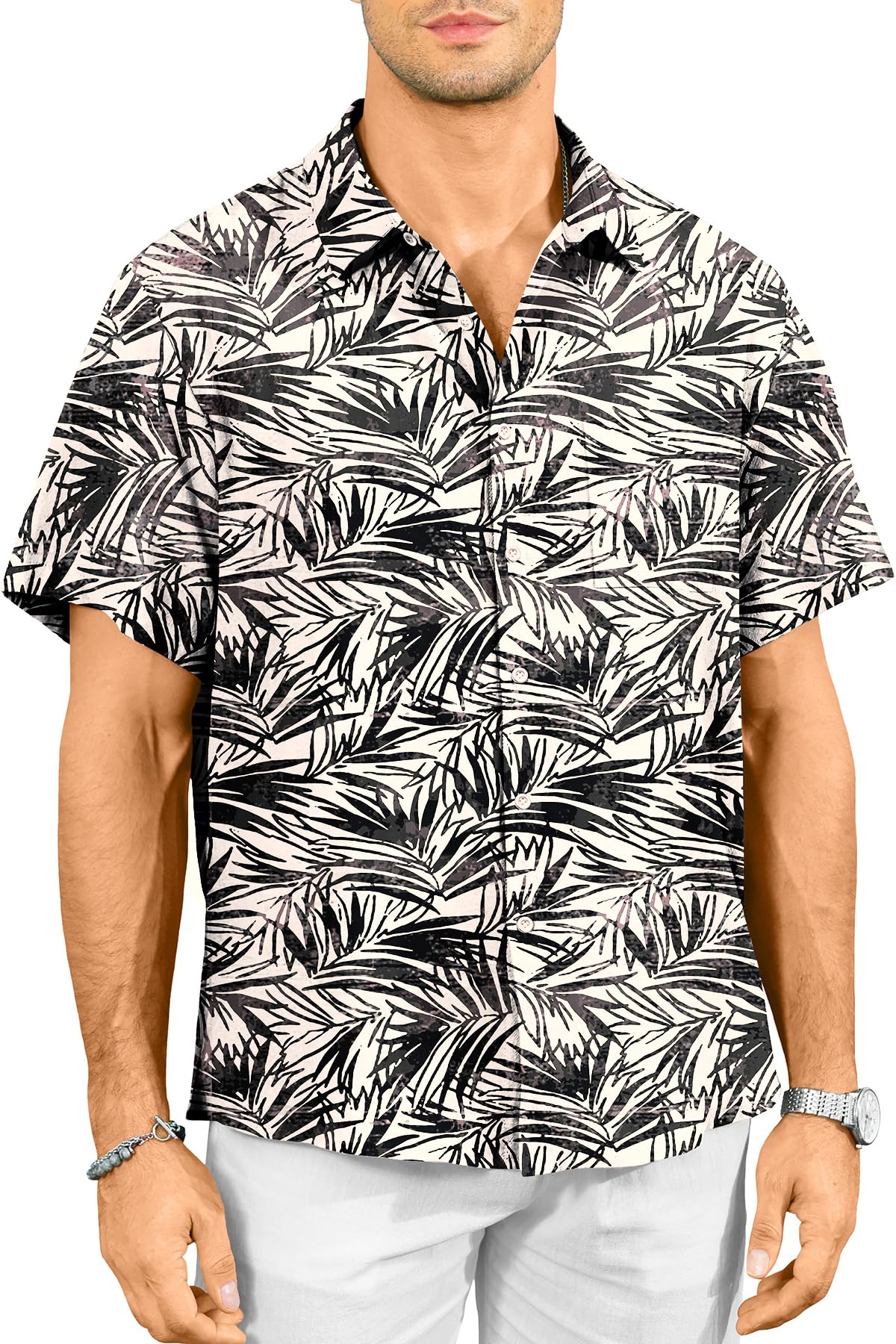 KYKU Hawaiian Shirts for Men Short Sleeve Casual Button Down Tropical Summer Beach Shirt with Pocket