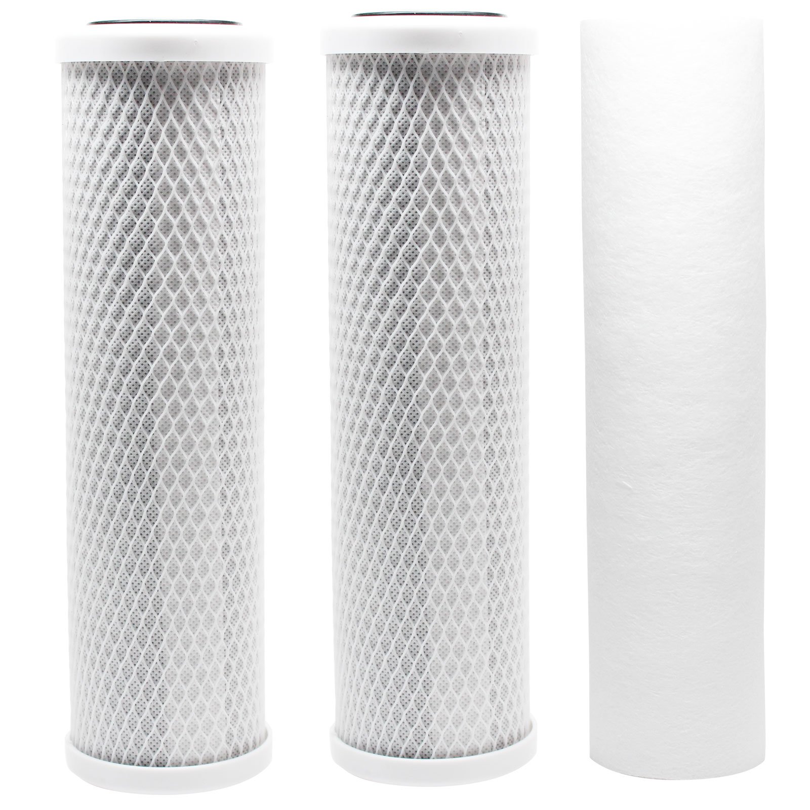 3-Pack Replacement Filter Kit Compatible with Krystal Pure KR15 RO System - Includes Carbon Block Filters & Polypropylene Sediment Filter - Denali Pure Brand