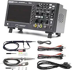 Hantek Osciloscópio de armazenamento digital dso2d10, largura de banda de 100mhz, canal duplo de 2 canais, 1gsa/s, profundidade de memória de 8m com gerador de forma de onda de 1 canal