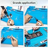 Spurtar Tapis à Soudure Anti-Statique en Silicone avec Magnétique Section Coupe vis Encoches, 45x30cm 500 ℃ Résistance à la chaleur Tapis de Réparation pour Téléphone Regarder Ordinateur - 2
