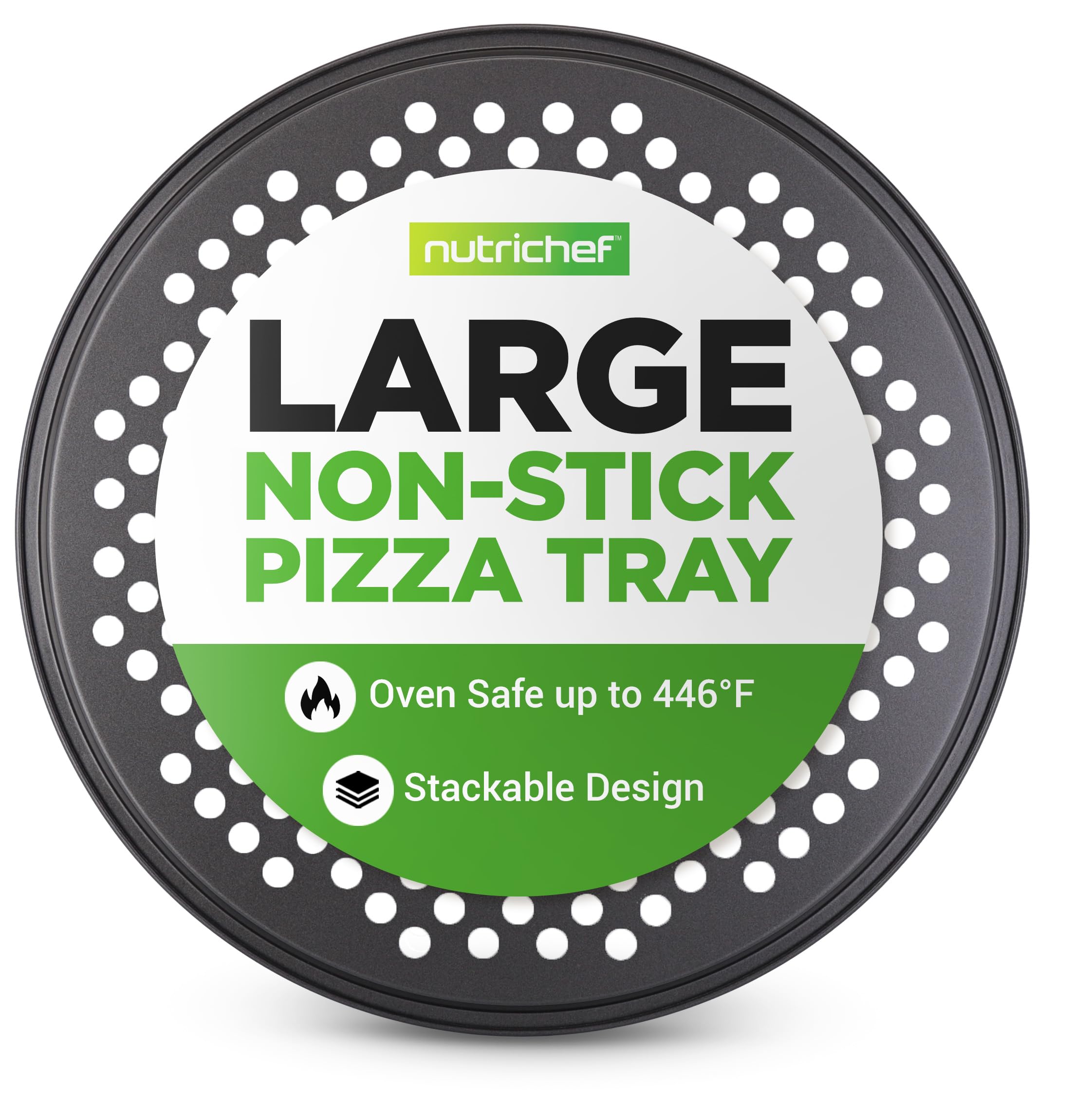 NutriChef 12.8 Inch Nonstick Pizza Pan for Oven