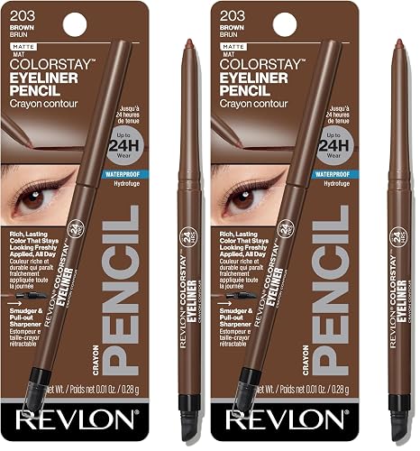 REVLON ColorStay Pencil Waterproof Eyeliner 203 Brown Pack of 2
