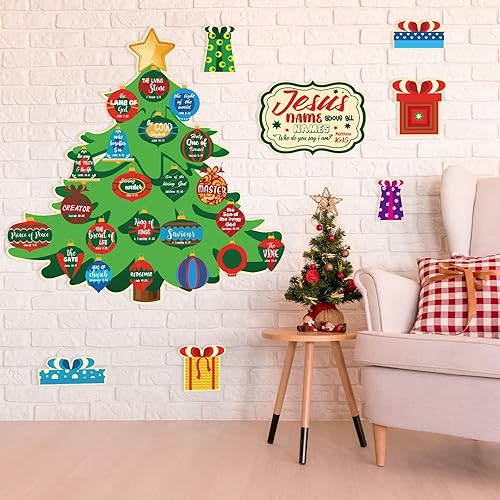 Miniatura 6 de Eaasty Juego de 35 tablones de anuncios de Navidad cristiana con los nombres de Jesús, con punta de pegamento, decoración religiosa de Navidad,