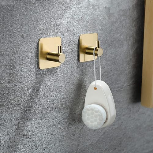 Vista 8 de Taozun Toallero de 16 pulgadas, soporte autoadhesivo para toallas de baño con 2 paquetes de ganchos para toallas, kit de accesorios de baño de acero