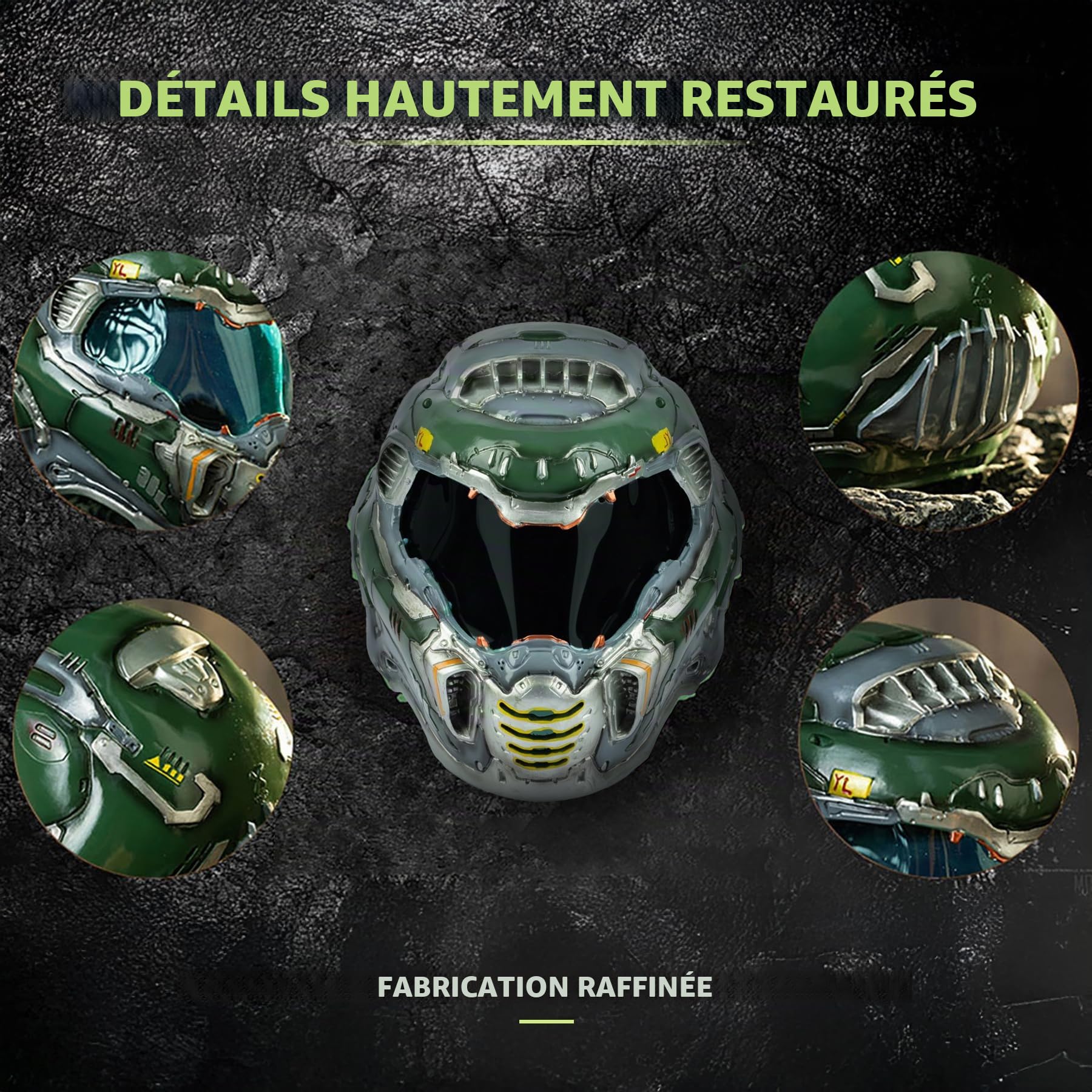Casque d'Halloween en résine verte, version 2020, masque intégral pour cosplay, accessoire de jeu vidéo, pour homme adulte