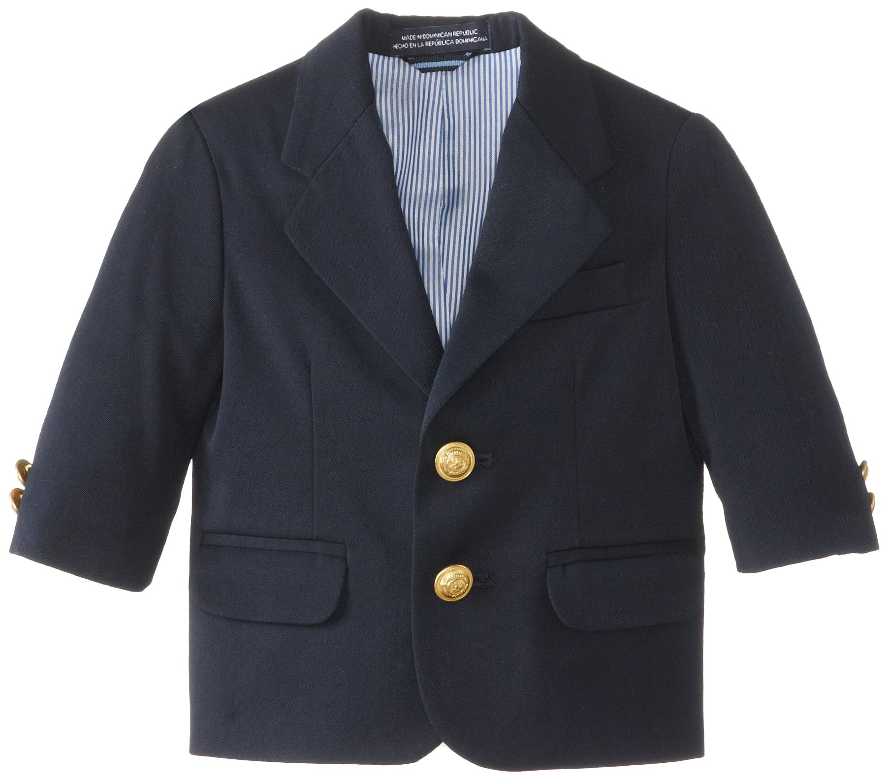 Tommy Hilfiger Boys Alexander Blazer, Single Breasted with Pocket Square, Solid Color with Stripe Lining