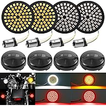 1157 1156 LED Turn Signals, 2" Bullet Led Lights Front Rear Blinker with 4 Dark Smoked Lenses Compatible for Harley Davidson Street Glide Road Glide Sportster Iron 883