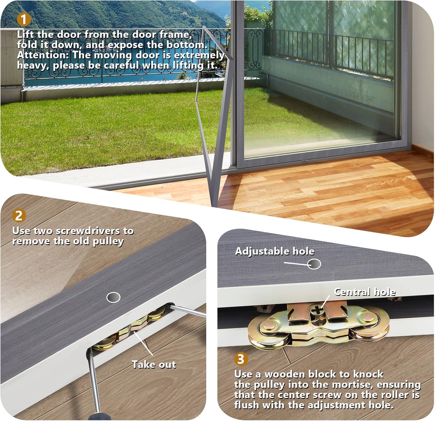MaxxGeek Sliding Patio Door Tandem Roller Assembly Suitable for Andersen Sliding Door Rollers #1997061 (1982 to P) & Replaces #1273704 (1964 to 1982),1-1/4'' Roller Bearing(2 Pack)
