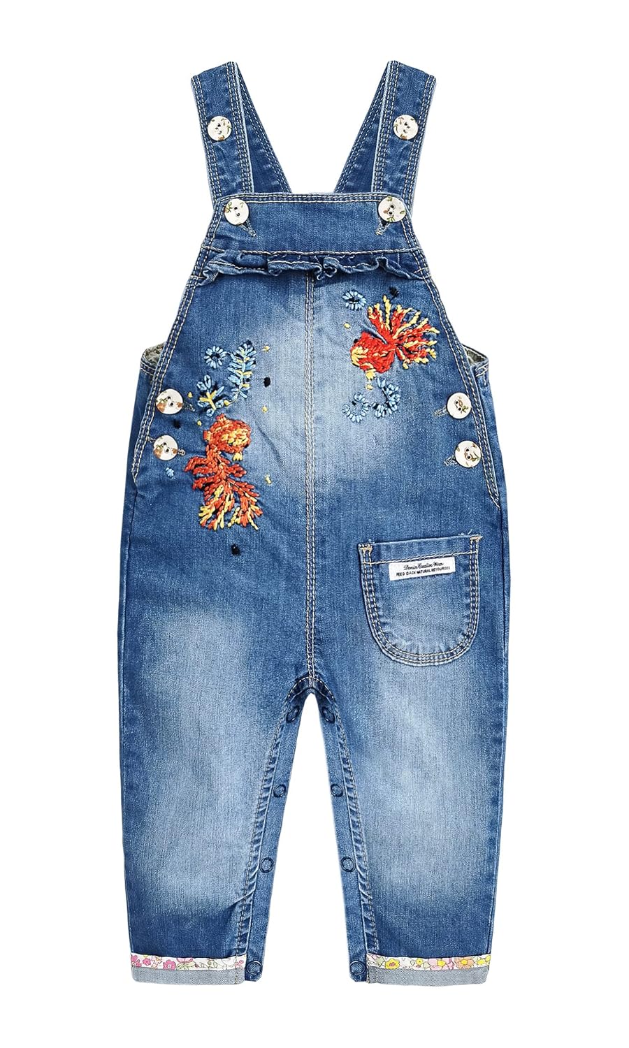 Kidscool Space Baby Girls Easy Diaper Changing Snap Legs Embroidered Cute Denim Overalls - Review, Price and Buying Guide