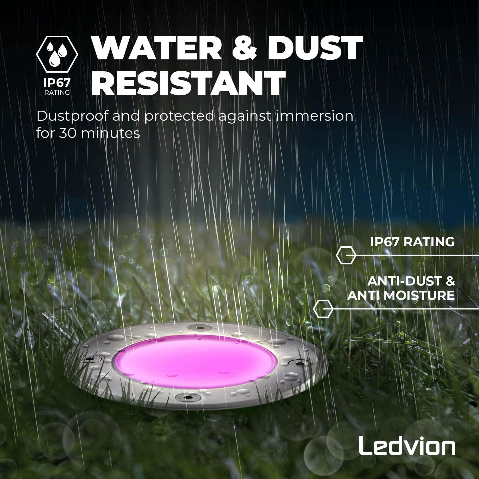 Ledvion 3er Set LED Bodenstrahler Außen IP67 4.9W GU10 RGB 1m Rund