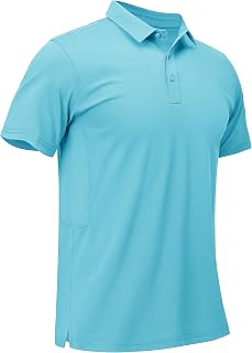 MAGCOMSEN Men's Polo Shirts Short Sleeve Cotton Pique Golf Shirt Casual Collared Shirt Lightweight Work Shirts with 3 Buttons