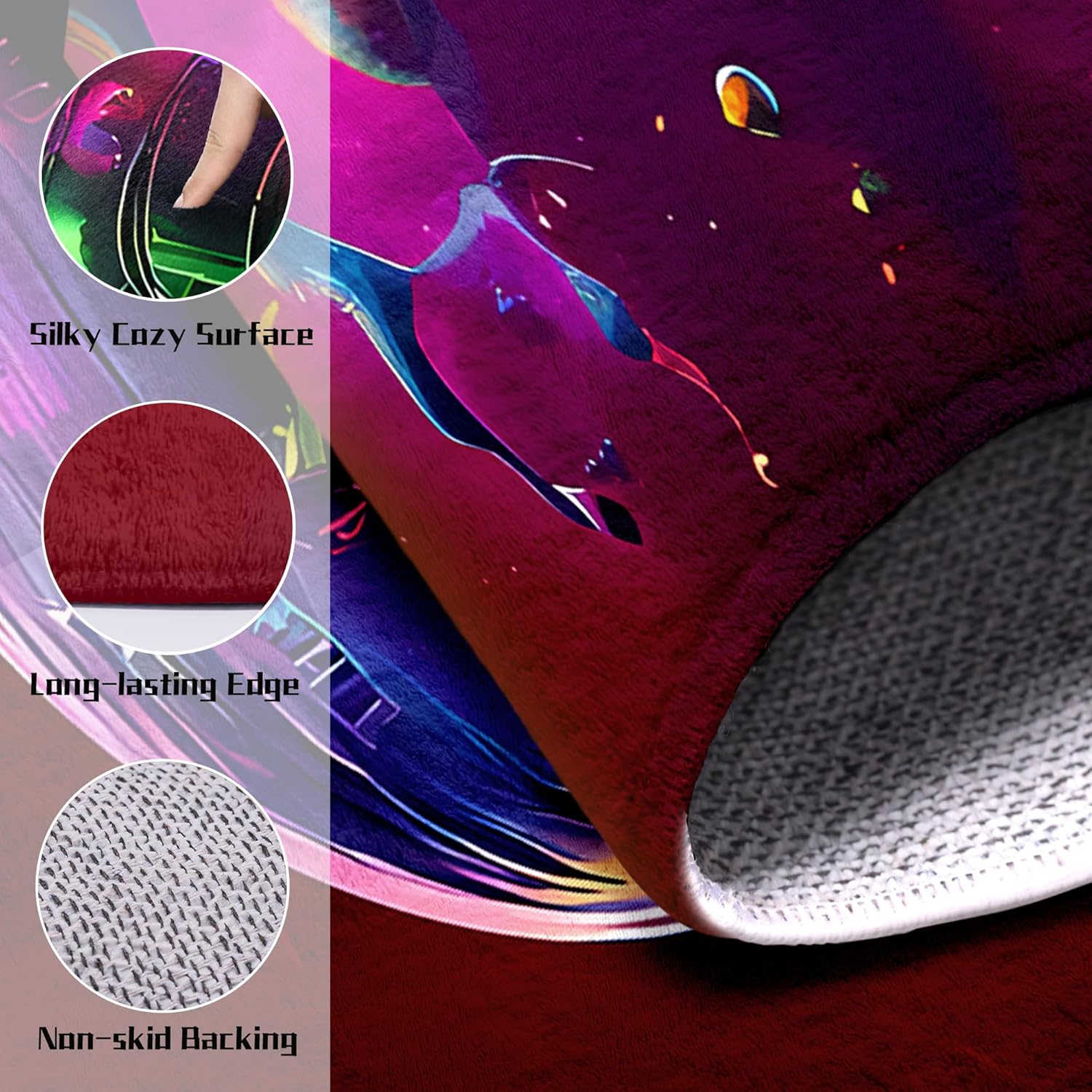 5x7 ft Neon Gaming Area Rug for Boys Room, Colorful Game Controller Carpet for Gamer Room Decor, Low Pile Non-Slip Video Game Rug for Teens Playroom or Game Zone - 01 - Image 2