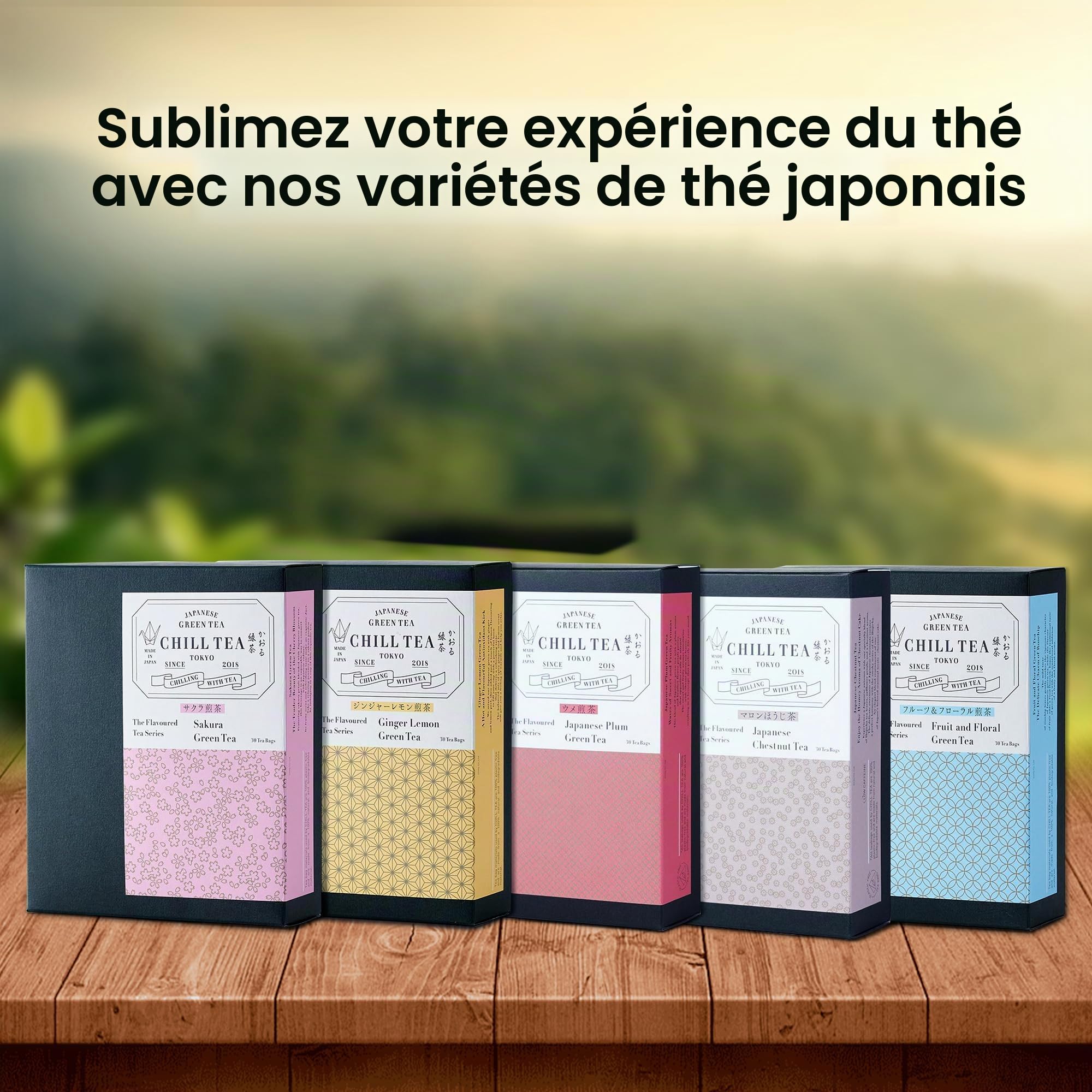 Thé vert au Yuzu de CHILL TEA Tokyo - Thé vert en feuilles 100% japonais aux agrumes japonais -100% sans plastique sachets - Saveur fruité et rafraichissante (30 sachets)