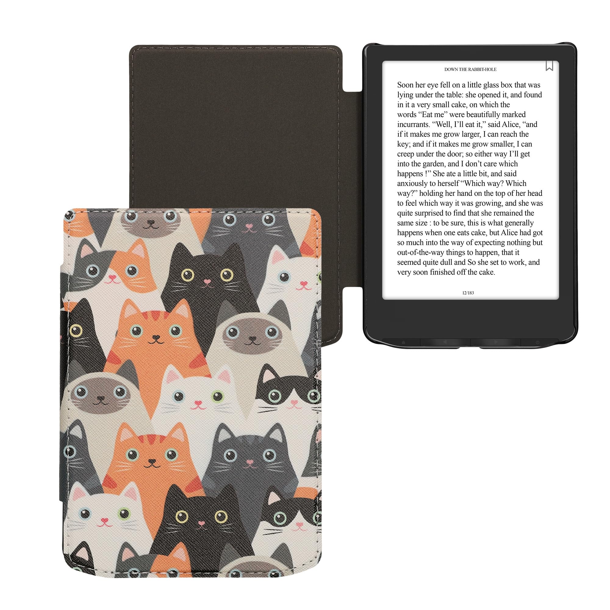 kwmobile Etui kompatybilne z Pocketbook Verse/Verse Pro/Verse Color/Vivlio Light/Light HD Etui - Skórzane etui z klapką i magnetycznym zamknięciem - Kocięta