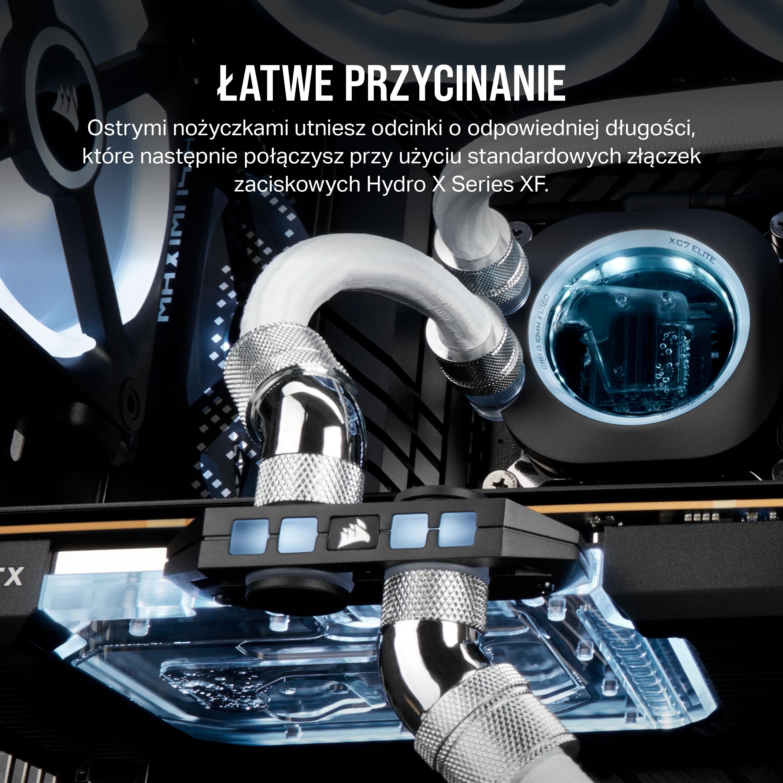 CORSAIR Hydro X Series XT Softline Wąż pokryty siatką - Łatwe przycinanie - Trwała guma EPDM - Biały
