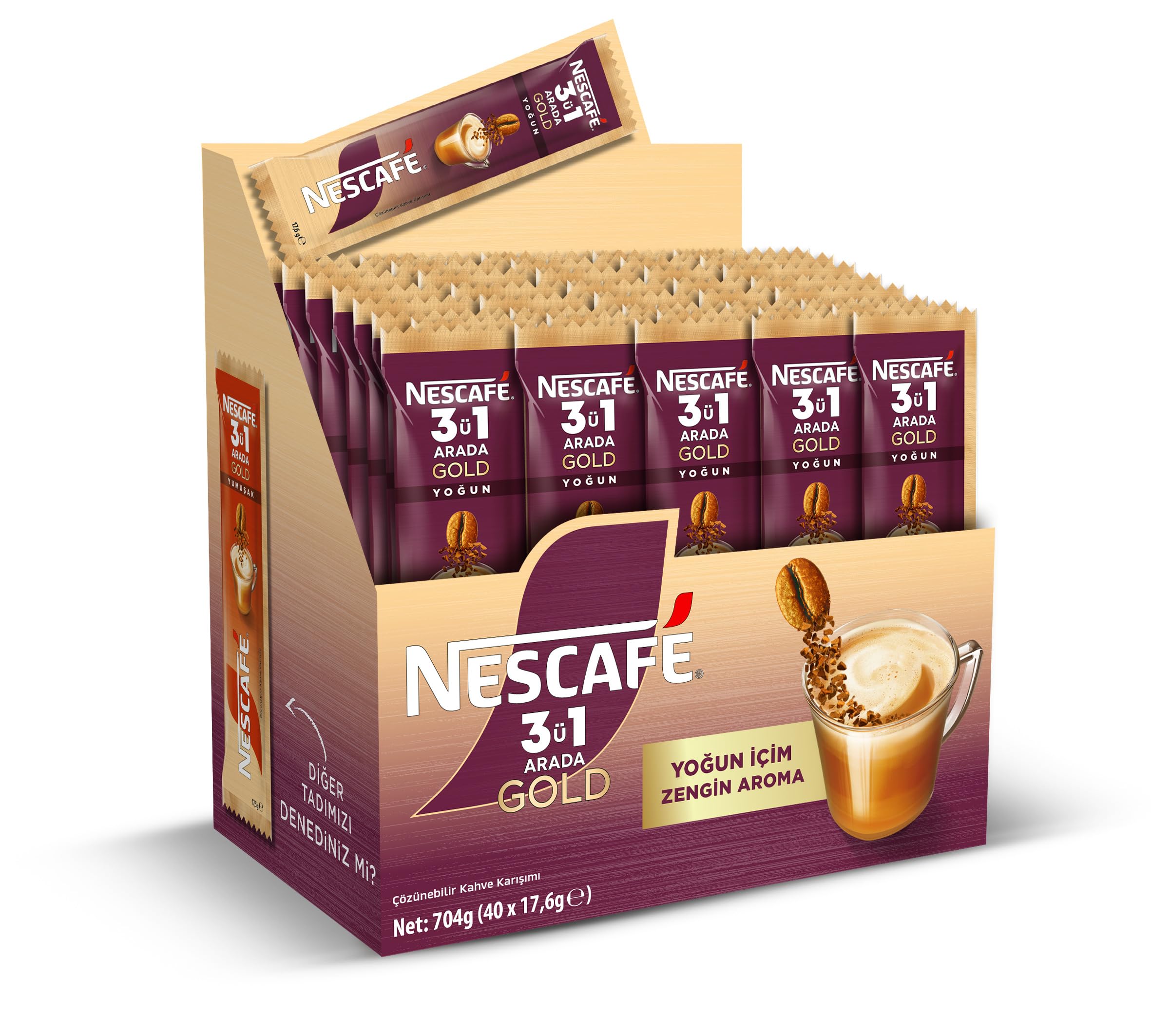 Nestle Nescafe 3ü1 Arada Gold Yoğun 40'lı Çoklu Paket 40x 17,6 g
