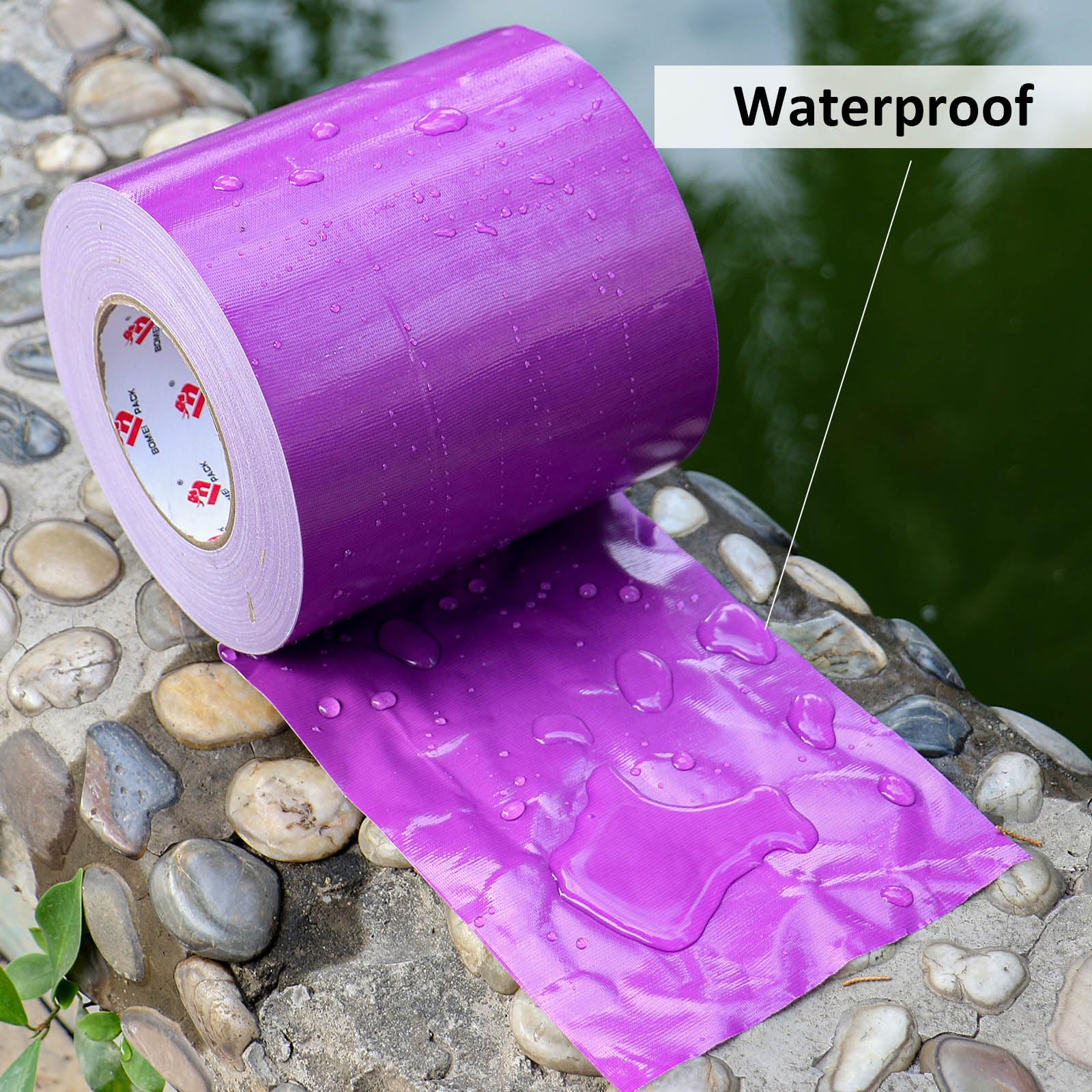 BOMEI PACK Nastro adesivo viola resistente, 15,2 cm x 55,2 m, largo nastro viola, forte resistenza, flessibile, nessun residuo, impermeabile e strappabile a mano, multiuso per riparazioni interne ed