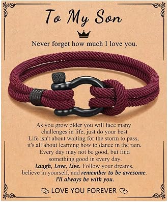 VIMIEW To My Son Grandson Nephew Bracelet Gifts Mens Inspirational Bracelet for Birthday Confirmation Graduation Back to School Christmas Gifts.