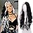WECAN Black and White Wig-Long White and Black Wigs for Women Natural Wavy Synthetic Wig Heat Resistant Fiber Wigs for Daily Party Halloween Cosplay