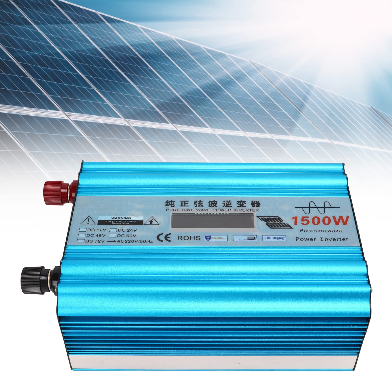 Invertitore a Onda Sinusoidale Pura 1500W, DC 60V a AC 220V
