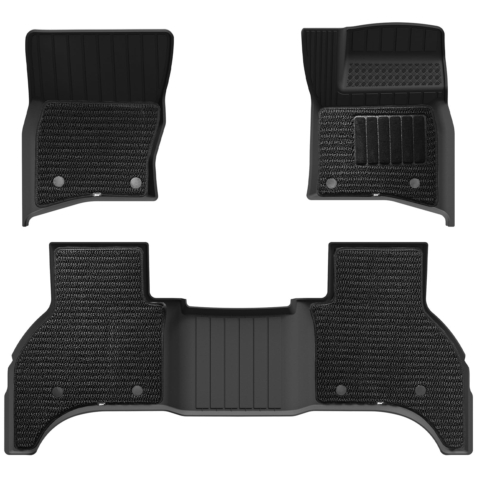 3W Double Layer Floor Mats Fit for Land Rover Defender 110 2020-2026 (Only for 7 Seat), All Weather TPE Car Mats with Carpets for LR L663, Pet Dog Friendly Anti-slip Floor Liner Car Accessory