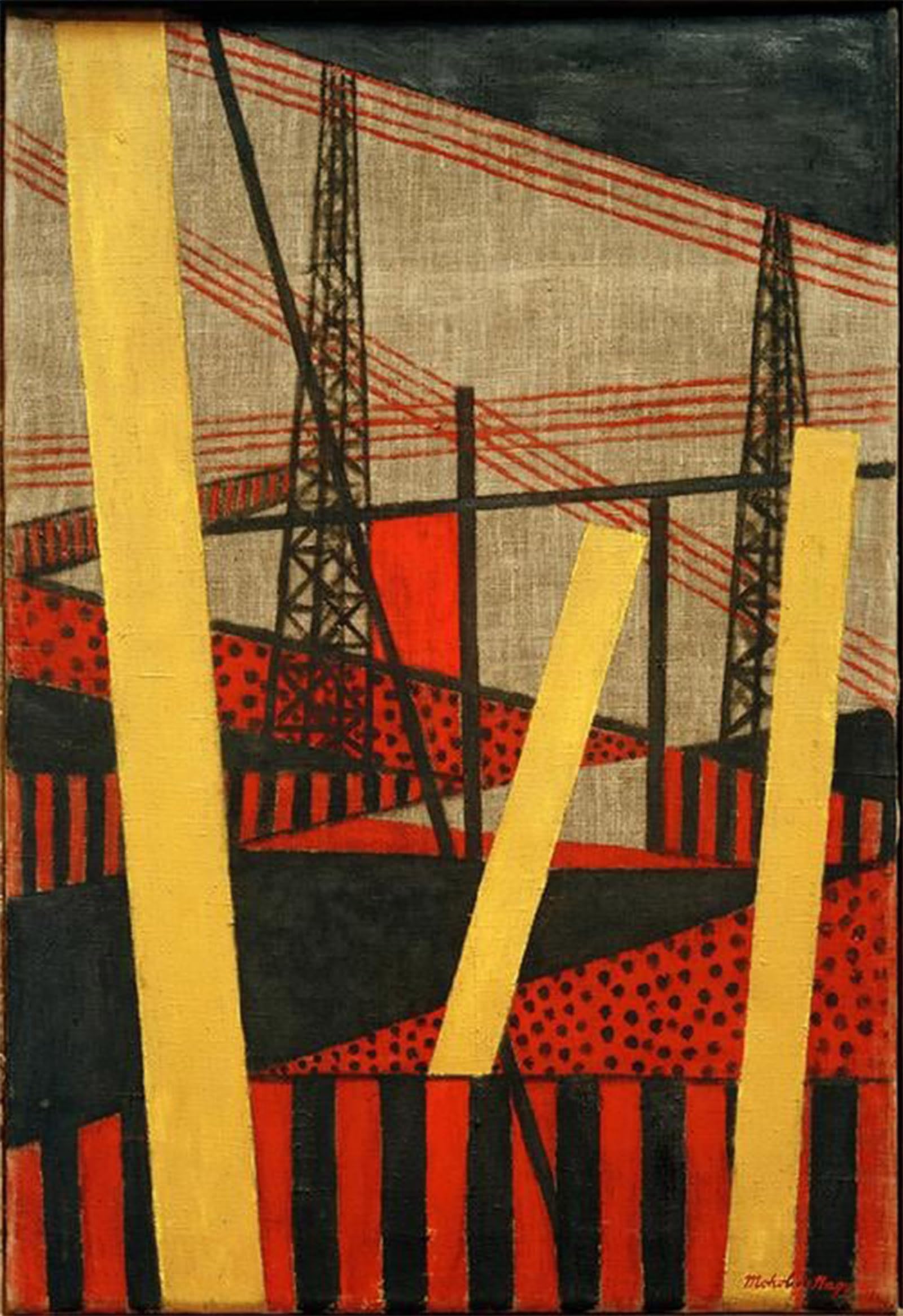 ARTXLXXBN Famous Prints Artwork Pictures Poster Painting Art Radio and Railway Landscape by Laszlo Moholy Nagy Artwork Landscape Pictures for Home Decor 60x90cm