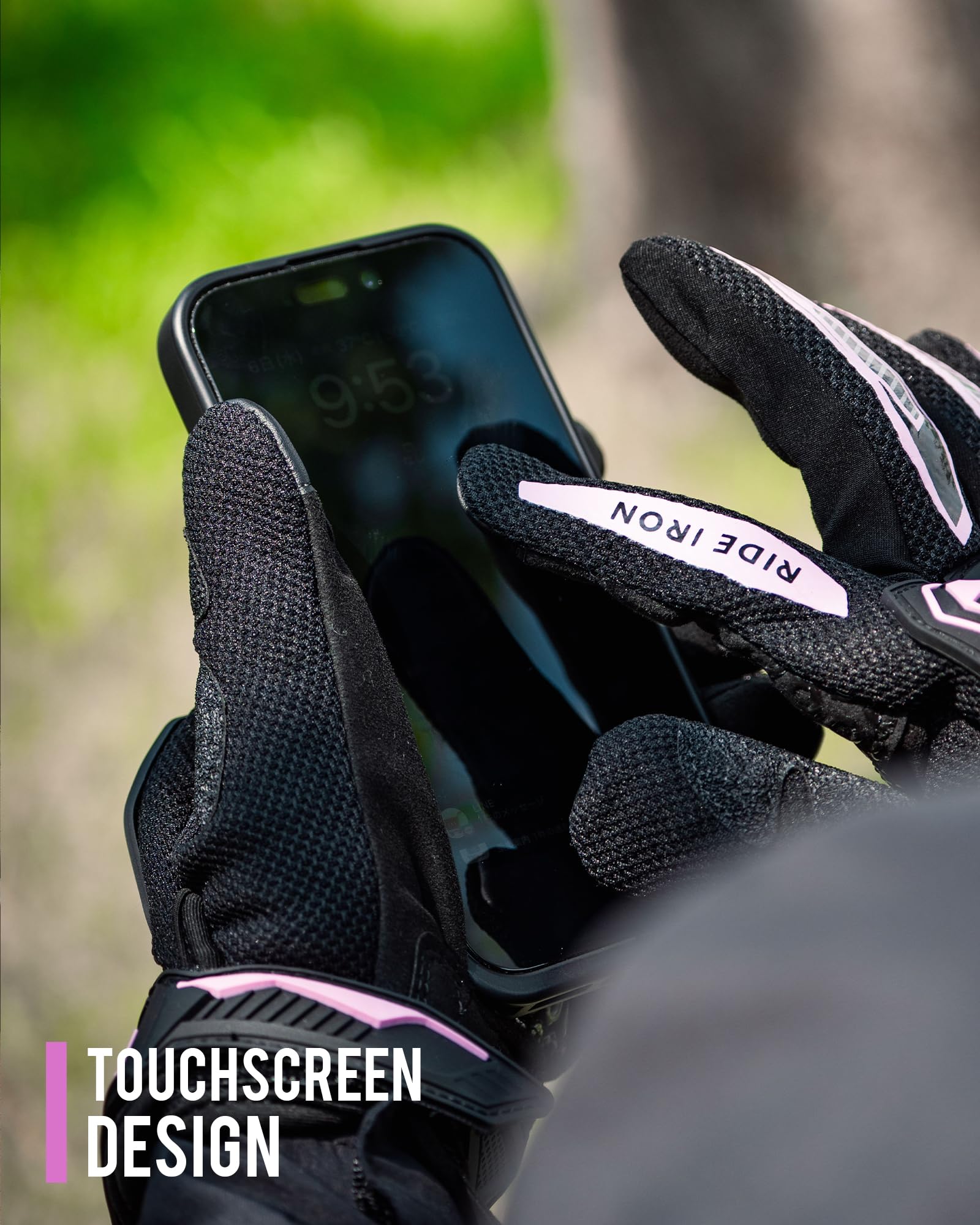 RIDEIRON Guantes Moto Hombre Verano Mujer, Transpirables con Pantalla táctil, Protección de Nudillos, Adecuados para Montar en Moto, Scooter, Carreras Todoterreno