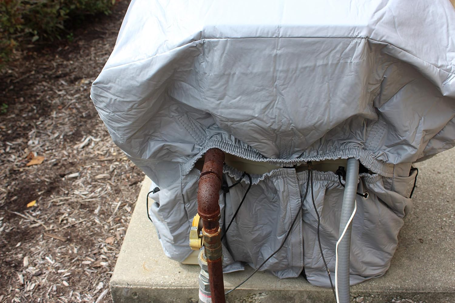 Pool Heater Cover | Adjustable to Fit All Heat Pumps | 34" x 34" x 43" | Easy to Install | Heavy-Duty PVC with Moisture-Absorbing Lining | All-Weather Protection